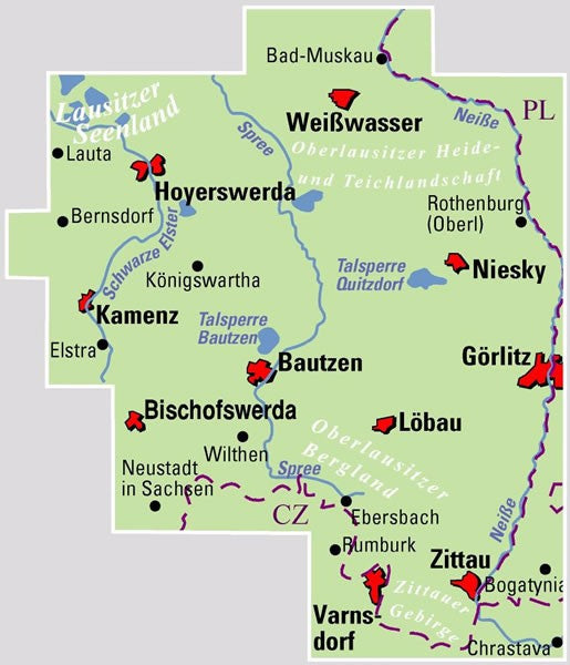 Oberlausitz / Lausitzer Seen - ADFC Regionalkarte