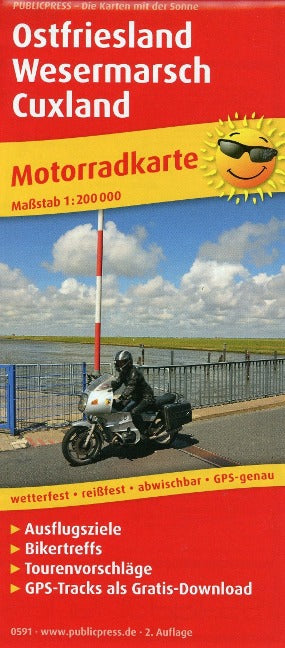 Motorradkarte Ostfriesland - Wesermarsch - Cuxland 1:200.000