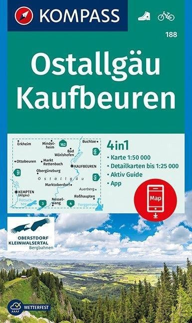 188 Ostallgäu, Kaufbeuren 1:50.000 - Kompass Wanderkarte