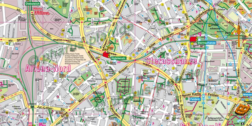 Hamburg Mittlere Ausgabe Stadtplan 1:13.500 Pharus