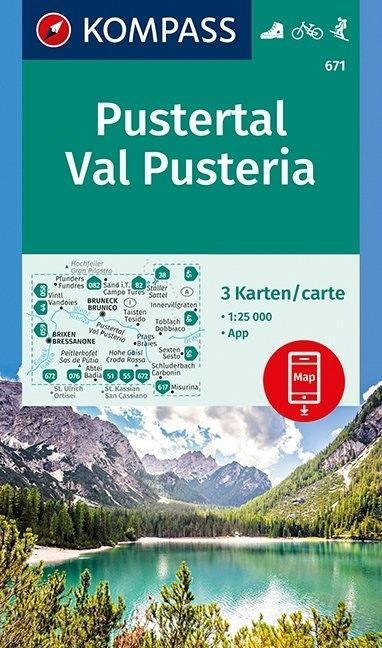 671 Pustertal, Val Pusteria 1:25.000 - Kompass Wanderkarte