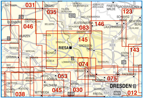145 Riesa, Oschatz, Großenhain und Umgebung 1:50.000