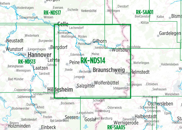 Braunschweig und Umgebung (RK-NDS14) 1:75.000 - Bikeline Fahrradkarte