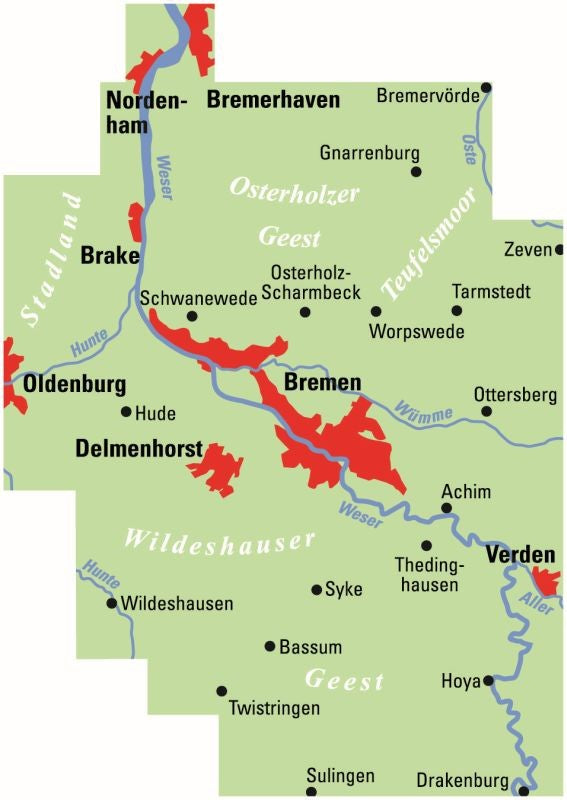 Bremen und Umgebung - ADFC Regionalkarte