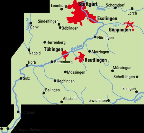 Tübingen/Reutlingen/Stuttgart Süd - ADFC Regionalkarte