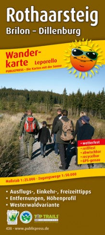 Rothaarsteig: Brilon - Dillenburg 1:25.000 - Wanderkarte PublicPress