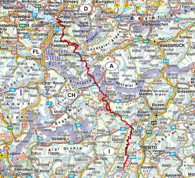 Alpenüberquerung Bodensee – Gardasee - Rother Wanderführer