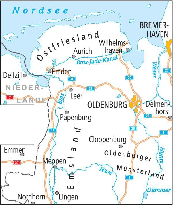 ADFC-Radtourenkarte 05 Ostfriesland / Emsland 1 : 150 000
