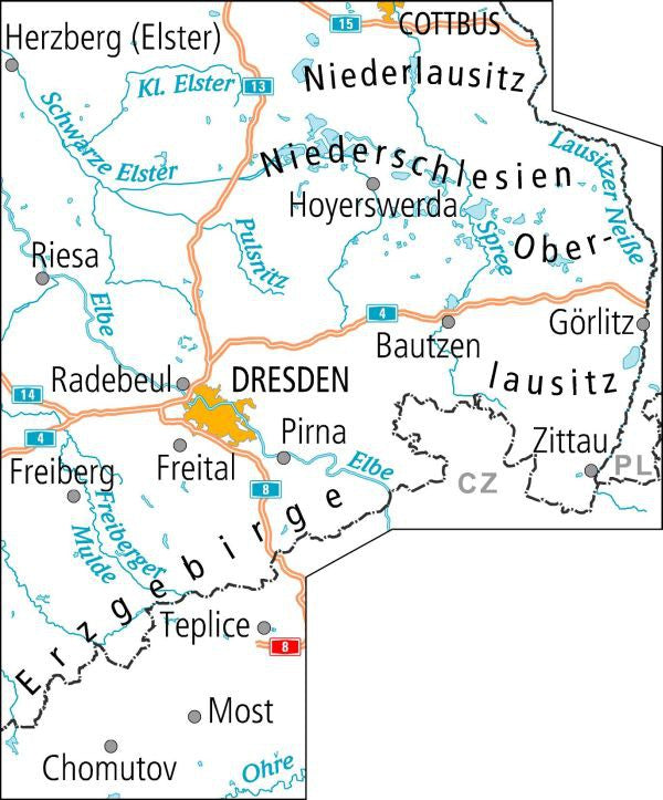 ADFC-Radtourenkarte 14 Lausitz / Östliches Erzgebirge 1:150.000
