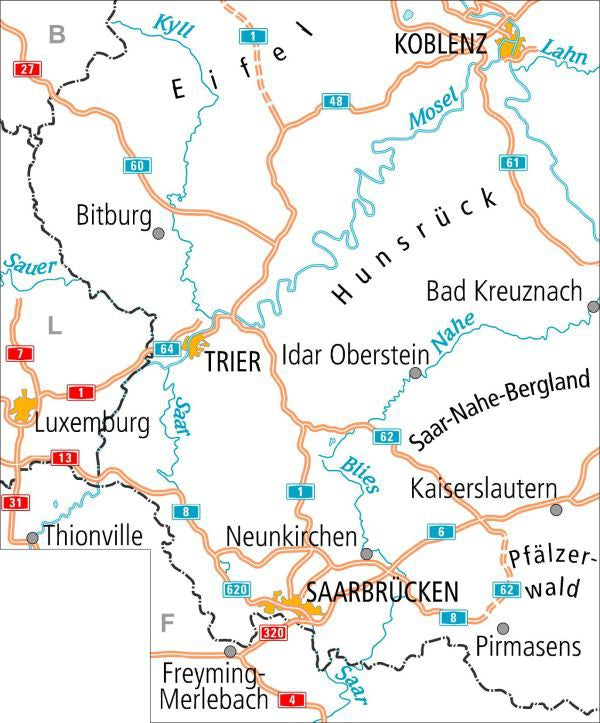ADFC-Radtourenkarte 19 Saarland / Mosel 1:150.000