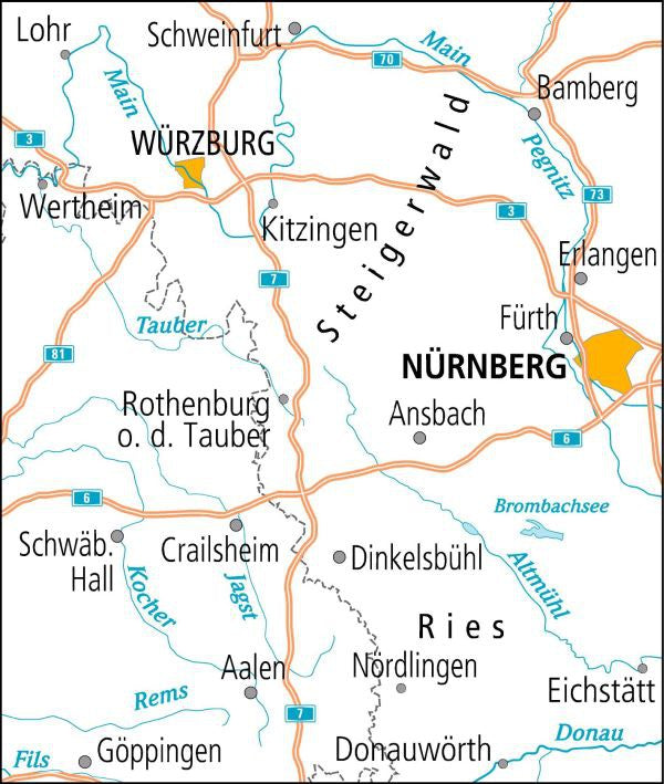 ADFC-Radtourenkarte 21 Mainfranken / Taubertal 1:150.000