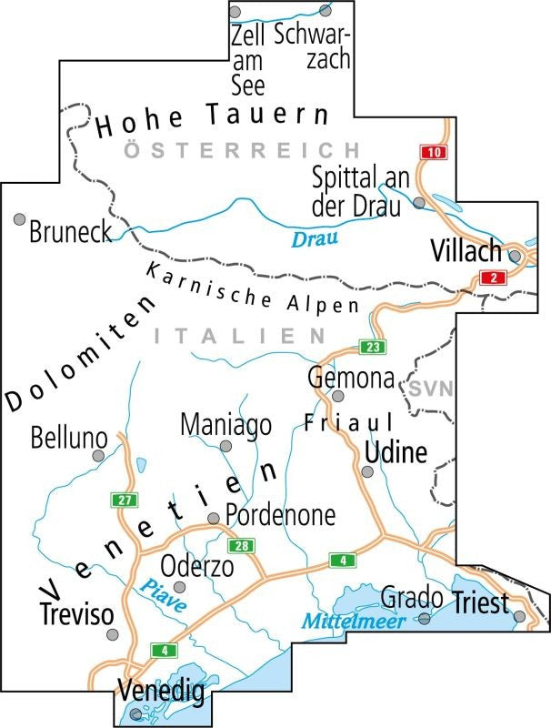 ADFC-Radtourenkarte 29 Venedig / Friaul / Kärnten West / Salzburger Land Süd 1:150.000