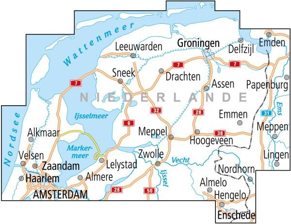 Niederlande Nord - ADFC-Radtourenkarte 1:150.000