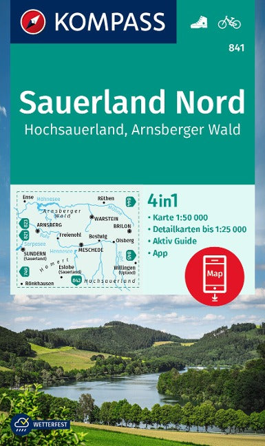 841 Sauerland 1, Hochsauerland, Arnsberger Wald 1:50.000 - Kompass Wanderkarte