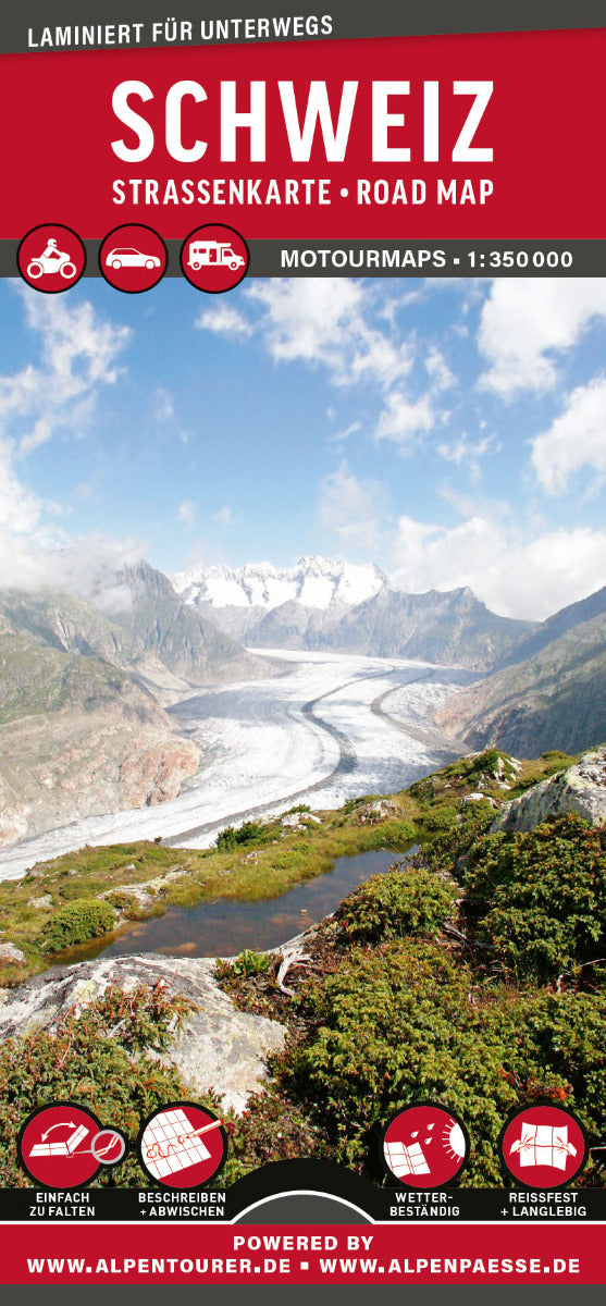 Schweiz 1:350.000 - MoTourMaps - Motorradkarte