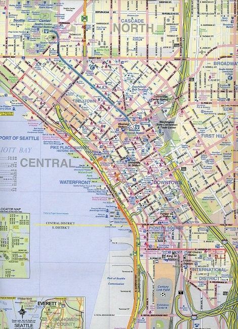 Seattle and Northwest USA Map 1:12.500 / 1:1.000.000