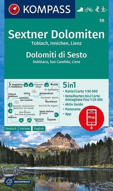 58 Sextner Dolomiten 1:50.000 - Kompass Wanderkarte
