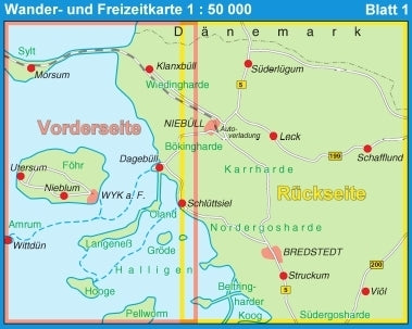 1 Niebüll - Bredstedt 1 : 50 000 - Wander- und Freizeitkarte Schleswig-Holstein