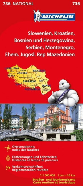 Slowenien, Kroatien, Bosnien und Herzegowina, Serbien, Montenegro, Ehem. Jugosl. Rep. Mazedonien  Michelin - 1:1.000.000