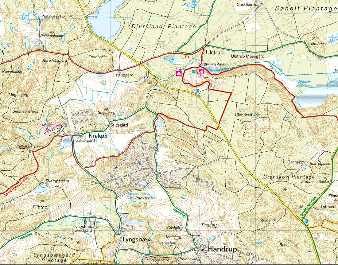 Nationalpark Mols Bjerge 1:25.000 Wanderkarte Dänemark Calazo