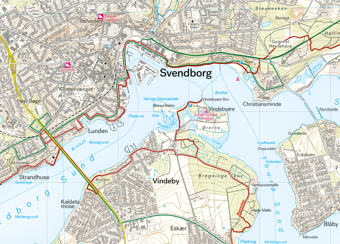 Øhavsstien nord – Faaborg & Svendborg 1:25.000