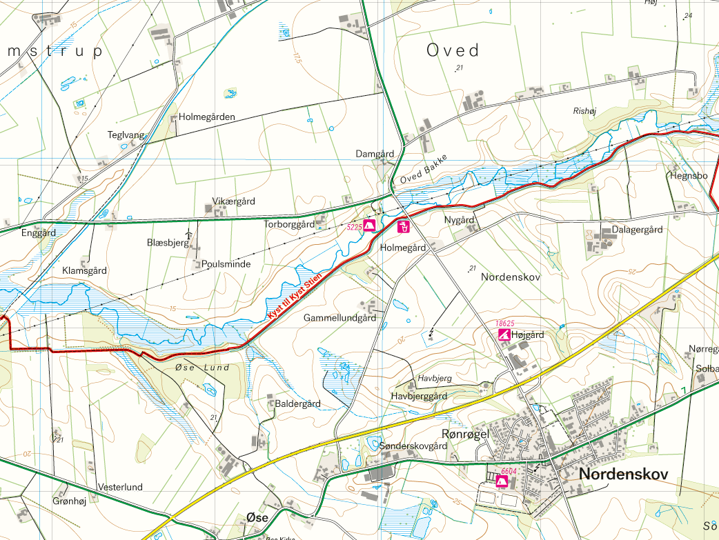 Kyst till Kyst stien West 1:25.000 Wanderkarte Dänemark