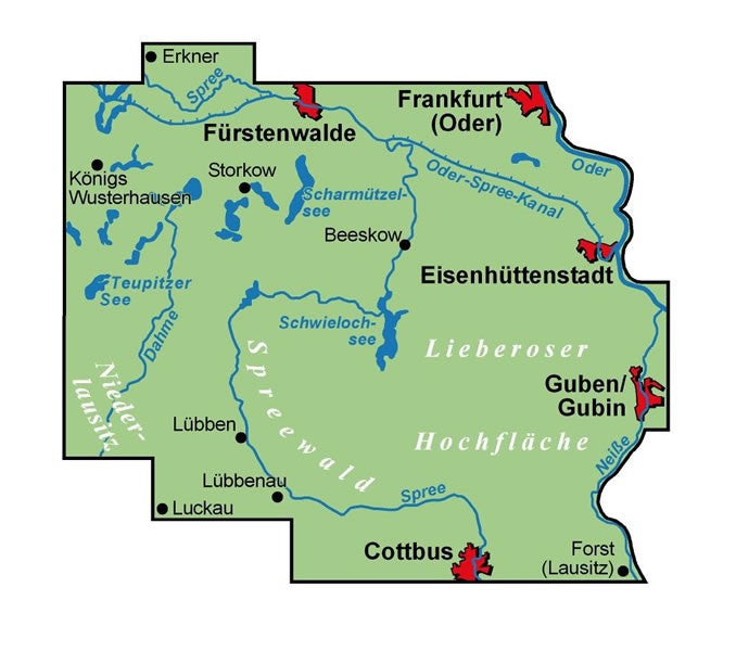 Spreewald/Berliner Seengebiet - ADFC Regionalkarte