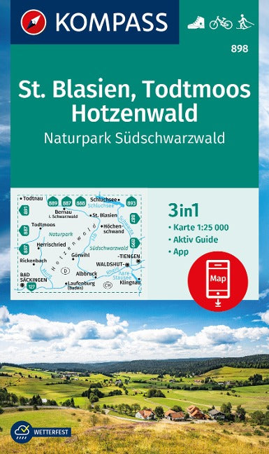 898 St.Blasien, Todtmoos, Hotzenwald 1:25.000 - Kompass Wanderkarte