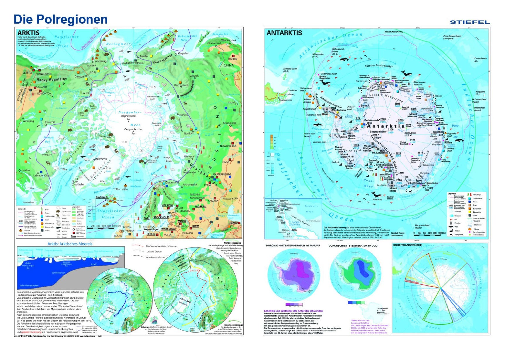 Ü712 Die Polarregionen (Arktis / Antarktis)- 98x68 cm Stiefel Verlag