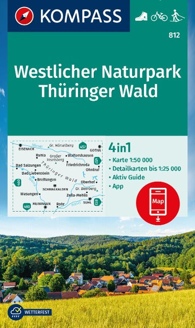 812 Westlicher Thüringer Wald 1:50.000 - Kompass Wanderkarte