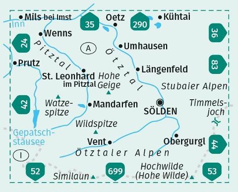 43 Ötztaler Alpen - 1:50.000 Kompass Wanderkarte