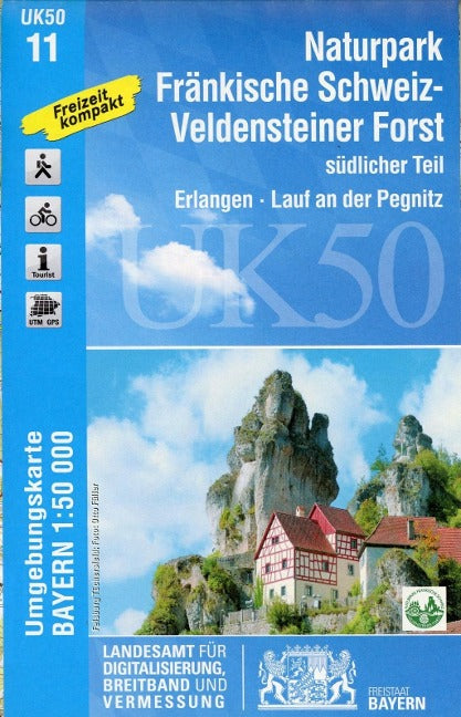 UK50-11 Naturpark Fränkische Schweiz - Frankenjura südl. Teil - Wanderkarte 1:50.000 Bayern