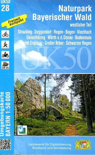 UK50-28 Naturpark Bayerischer Wald, westl. Teil - Wanderkarte 1:50.000 Bayern