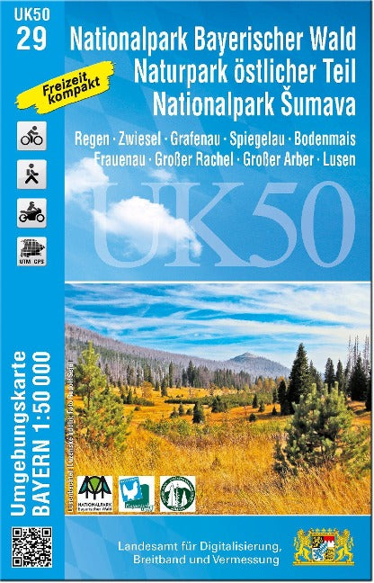 UK50-29 Nationalpark Bayerischer Wald, Naturpark östlicher Teil, Nationalpark Sumava - Wanderkarte 1:50.000 Bayern