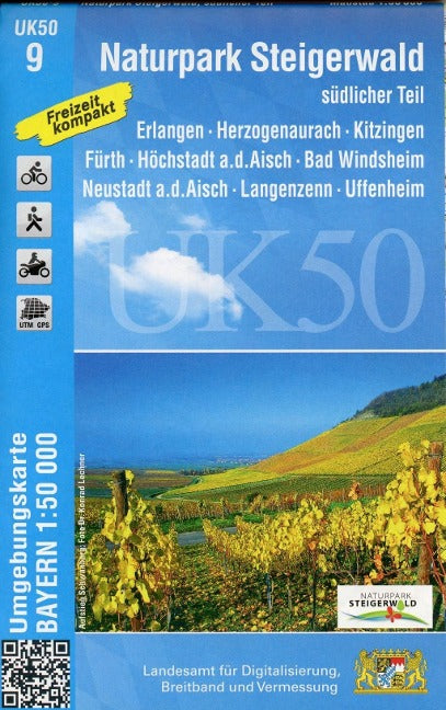 UK50-9 Naturpark Steigerwald, südl. Teil - Wanderkarte 1:50.000 Bayern