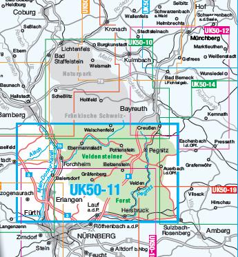 UK50-11 Naturpark Fränkische Schweiz - Frankenjura südl. Teil - Wanderkarte 1:50.000 Bayern