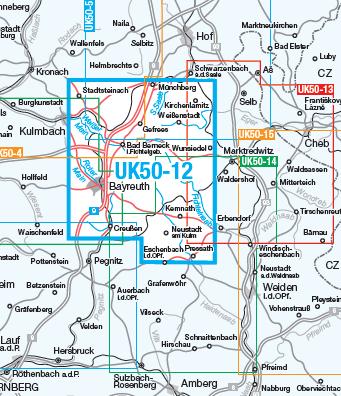 UK50-12 Naturpark Fichtelgebirge, westl. Teil - Wanderkarte 1:50.000 Bayern