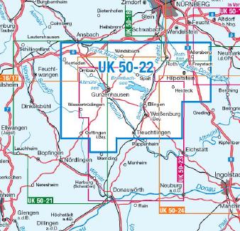 UK50-22 Fränkisches Seenland - Wanderkarte 1:50.000 Bayern