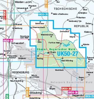 UK50-27 Naturpark Oberer Bayerischer Wald, östl. Teil - Wanderkarte 1:50.000 Bayern