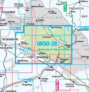 UK50-28 Naturpark Bayerischer Wald, westl. Teil - Wanderkarte 1:50.000 Bayern