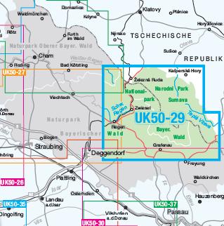UK50-29 Nationalpark Bayerischer Wald, Naturpark östlicher Teil, Nationalpark Sumava - Wanderkarte 1:50.000 Bayern