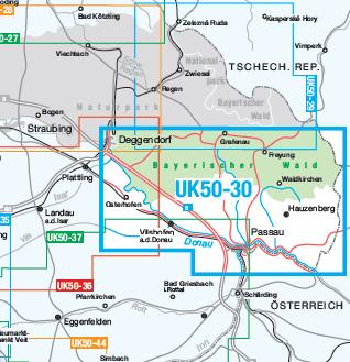 UK50-30 Naturpark Bayerischer Wald - südl. Teil - Wanderkarte 1:50.000 Bayern