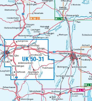 UK50-31 Günzburg, Donauried, Neu-Ulm - Wanderkarte 1:50.000 Bayern