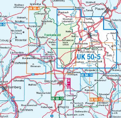 UK50-5 Hof - Selb - Aš - Wanderkarte 1:50.000 Bayern
