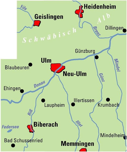 Ulm und Umgebung - ADFC Regionalkarte