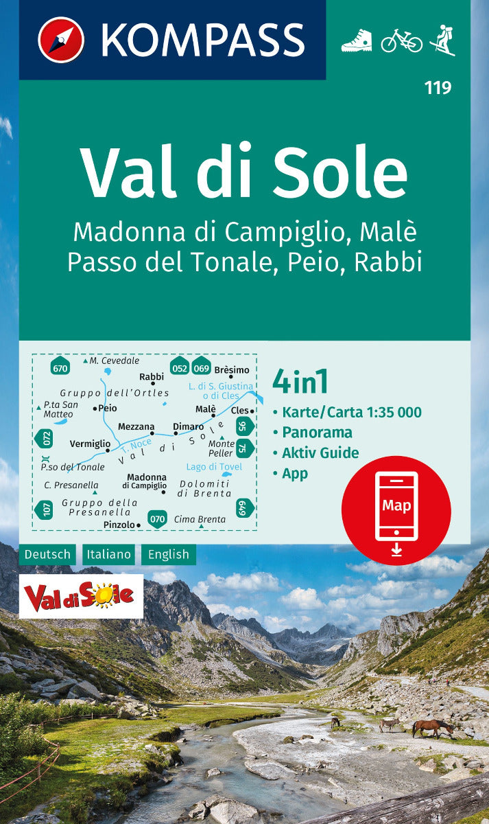 119 Val di Sole 1:35.000 - Kompass Wanderkarte