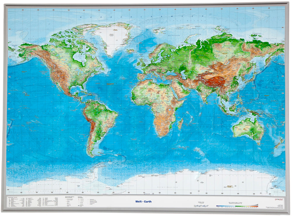 Weltkarte Relief - Georelief (verschiedene Ausführungen)