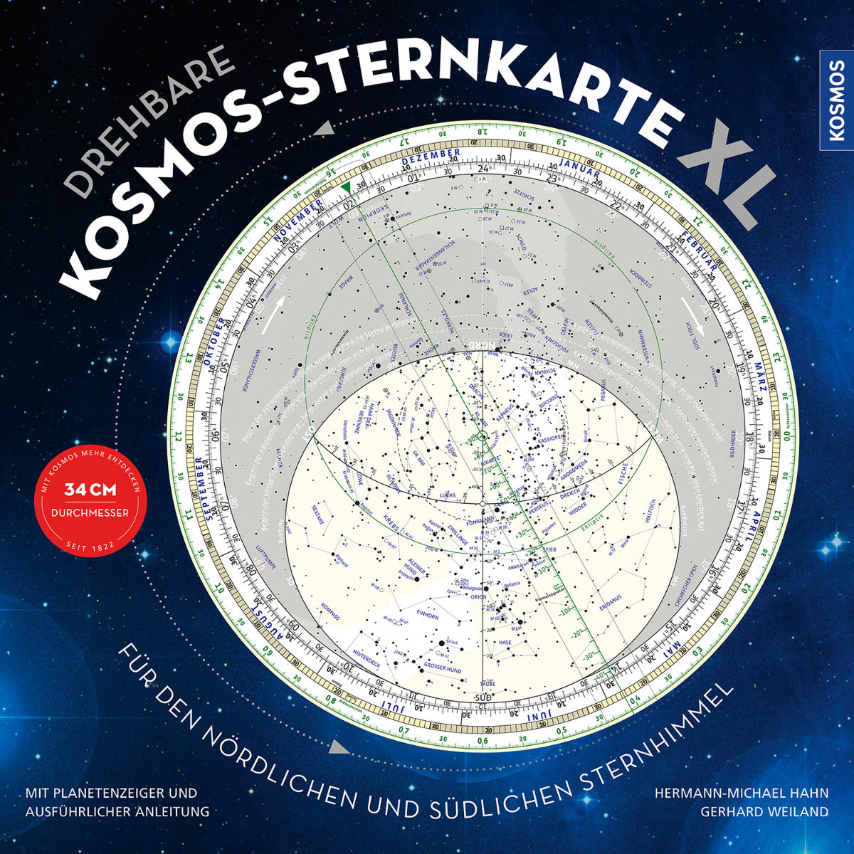 Drehbare Kosmos-Sternkarte XL - Für den nördlichen und südlichen Sternhimmel