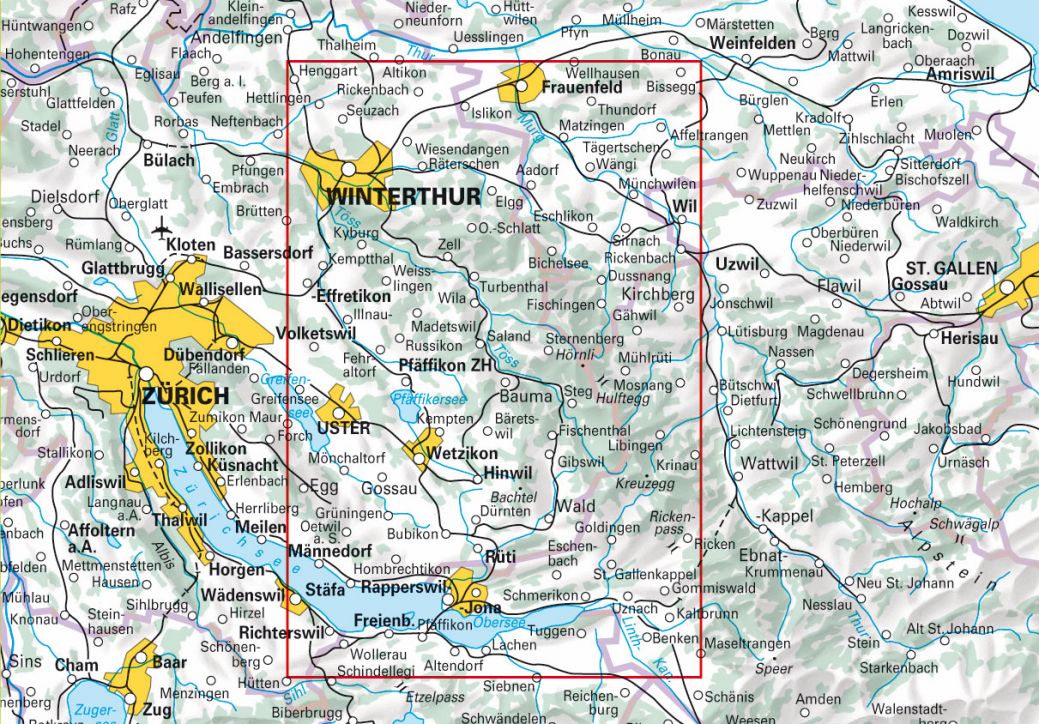 Zürich Oberland 1:50.000 - Touren-Wanderkarte