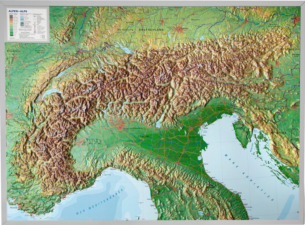Alpen Reliefkarte groß